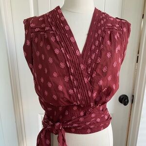 Anthropologie Maroon Wrap Blouse S